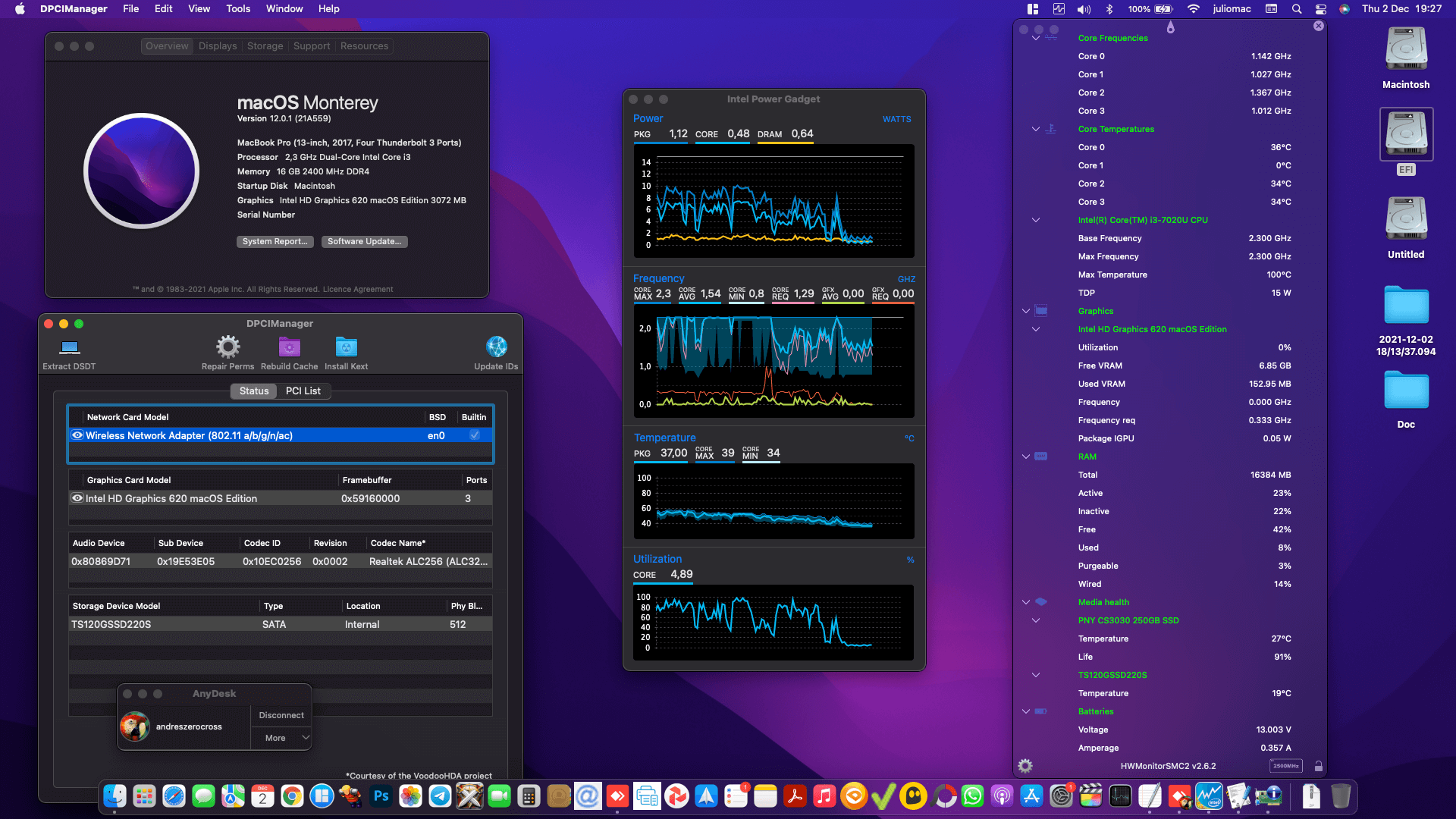 Success Hackintosh macOS Monterey 12.0.1 Build 21A559 in Huawei Matebook D 2018 MRC-W70